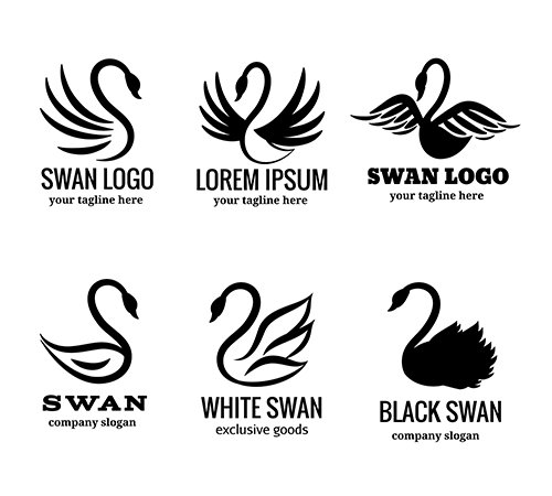 Swan Logo Set of White or Black Swan