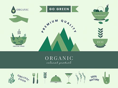 Set of organic and go green icons