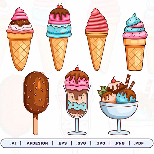 Ice Cream Desert Illustration Set 8TURNFY