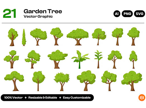 Vector Collection of Garden Trees Illustration GZM6P7S