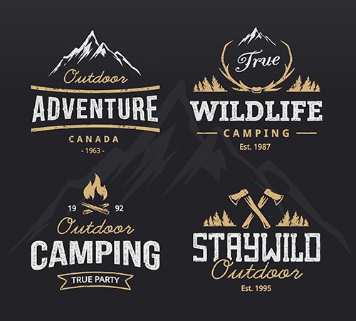 Outdoor Retro Emblems Set