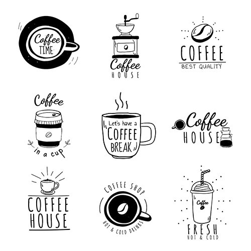 Set of Coffee Shop Logos Vector