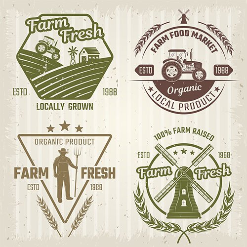 Farm Retro Style Logos