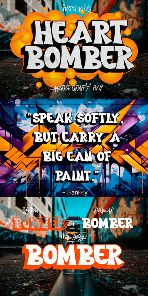 Heart Bomber - Layered Graffiti Font YE6L94F