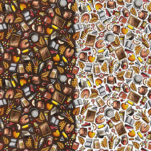 Back to School Cartoon Seamless Pattern ARSB85K