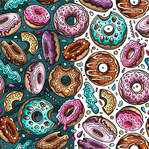 Donuts Cartoon Seamless Pattern YJSDFQX