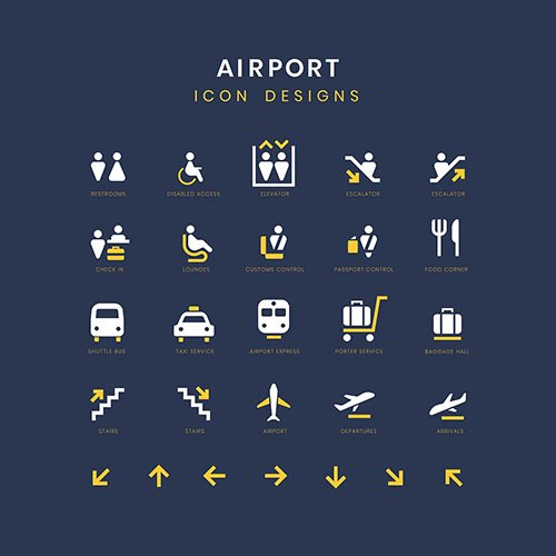 Airport Service Signs Vector Set