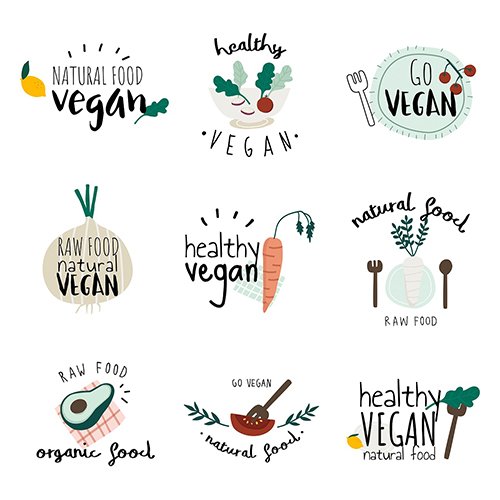 Vectors - Set of Healthy Vegan Logo