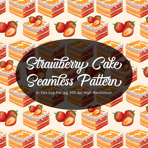 Strawberry Cake Seamless Pattern RET6F94