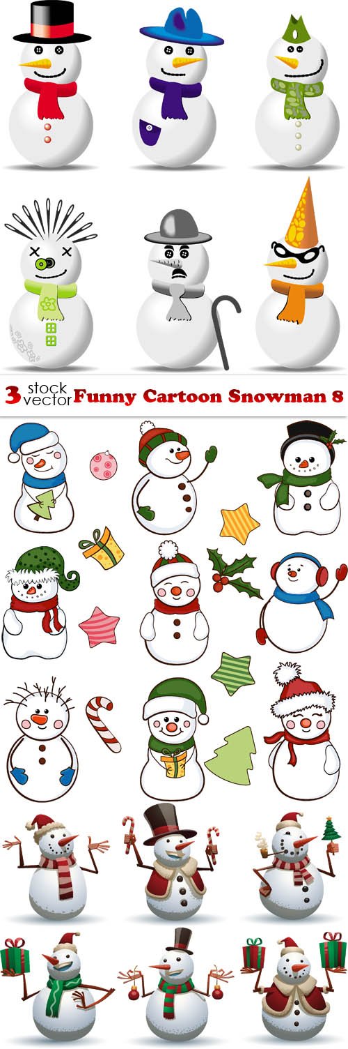 Vectors - Funny Cartoon Snowman 8