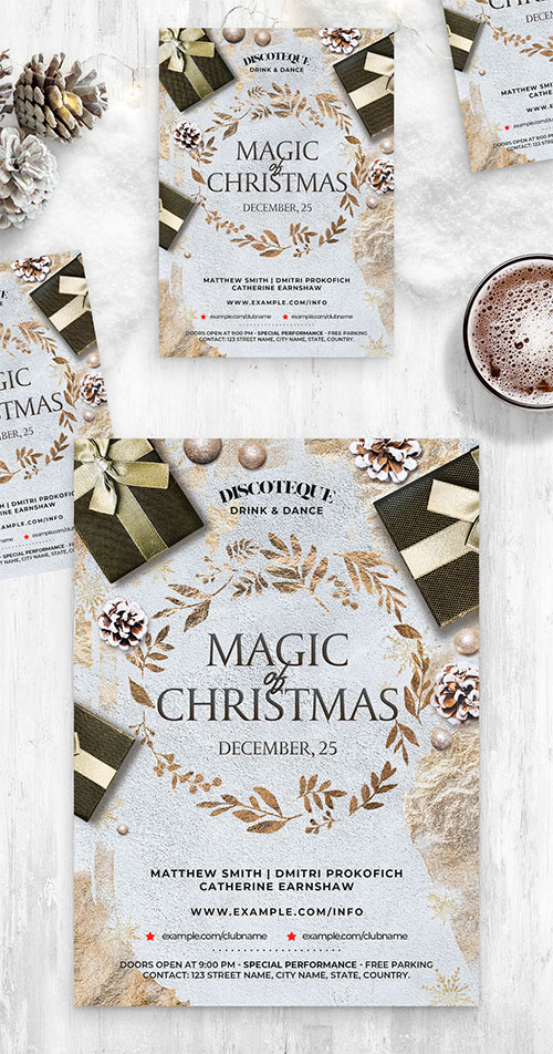 Elegant Christmas Flyer Poster Layout 532852028