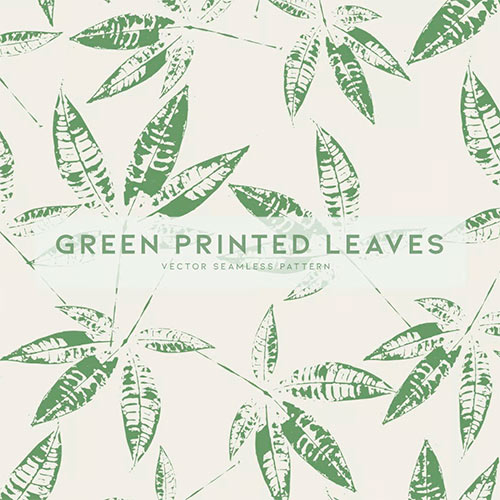 Green Printed Leaves Backdrop H6KJS9X