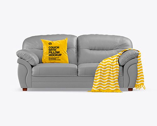 Couch with Pillow and Blanket Mockup 55757