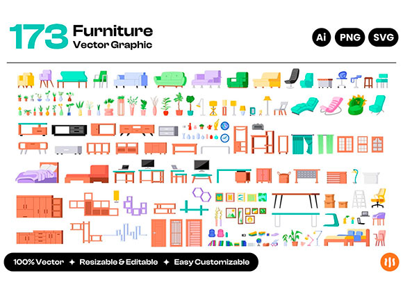 Illustration of Modern Furniture Collection V7QV9PS