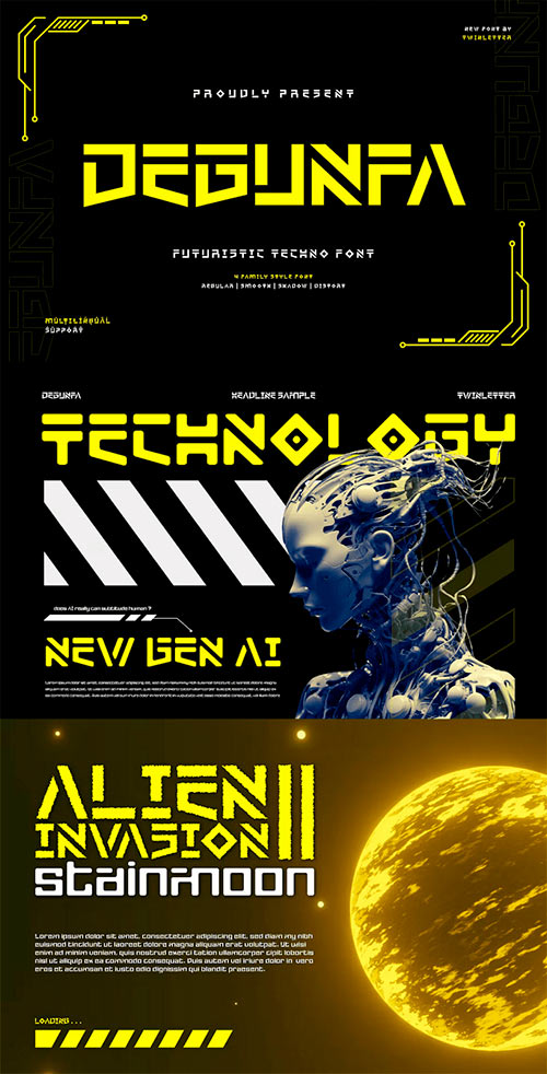 Degunfa - Futuristic Tech Font E5L4TWP