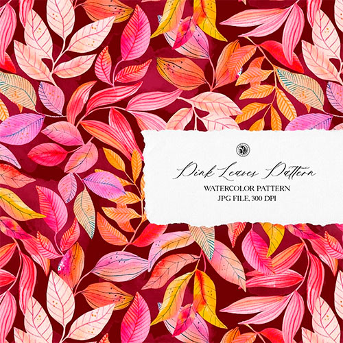 Watercolor Pink Leaves Pattern T27AV86