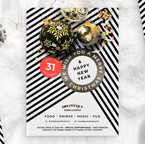 Festive Christmas Flyer with Line Pattern 532852039