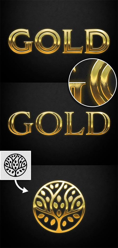 Old Gold Text Style with Ingot Glossy Effect Mockup 442599756