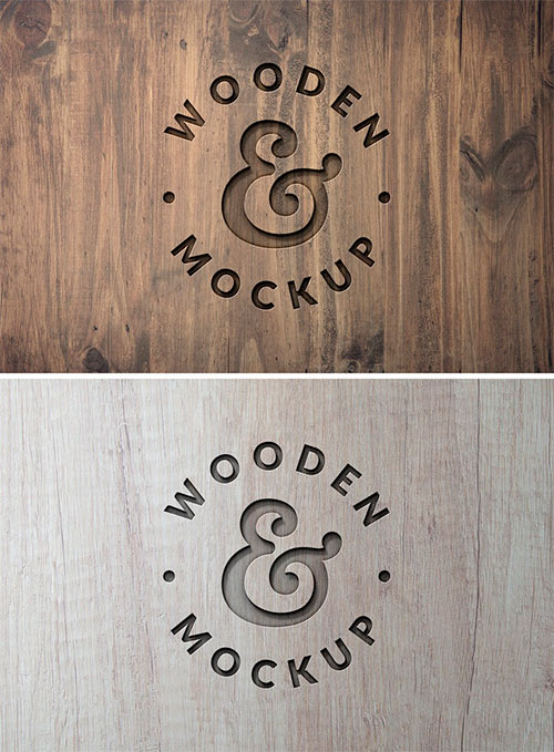 Wood Engraved Logo Mockup 415235497