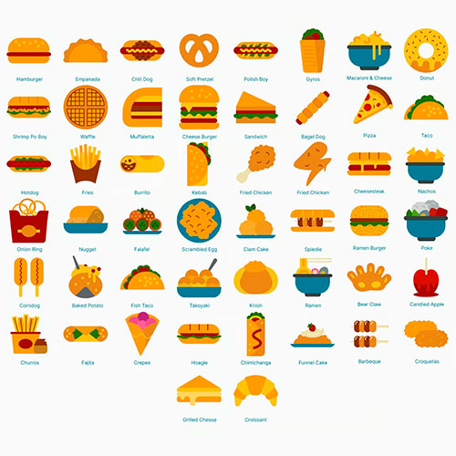 Street Food Flat Icon Set SXUGWAK