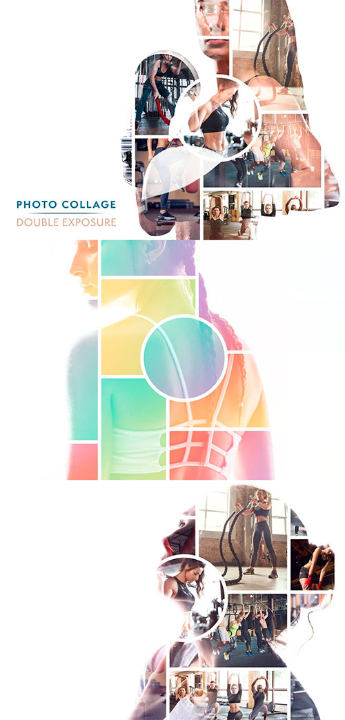 Photo Collage Double Exposure Effect Mockup 480410020