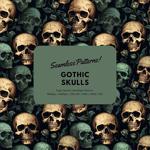 Gothic Skulls Seamless Pattern WLNXR3A