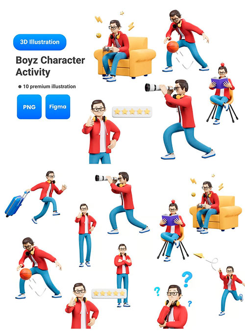 Boyz Activity 3D Character Illustration 9RLX5PQ