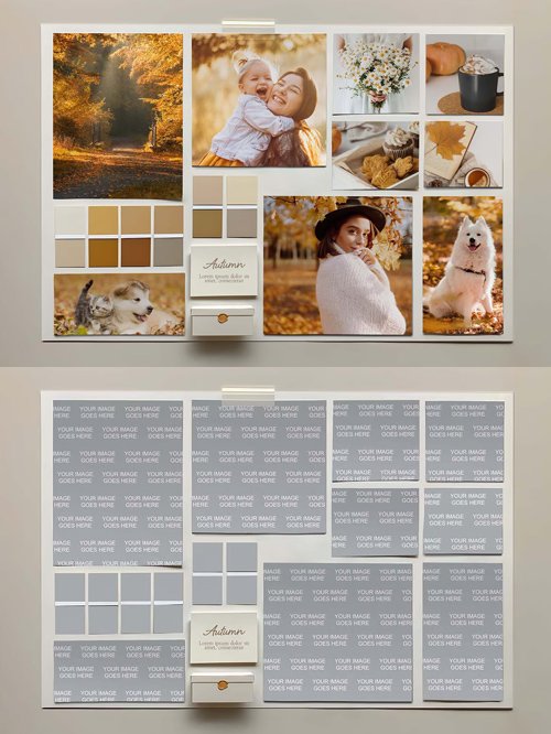 Autumn Fall Mood Board - Photo Collage PSD Template