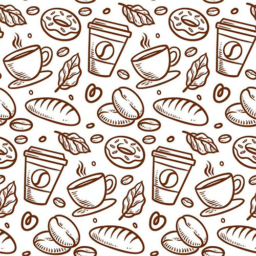 Coffee Seamless Pattern In Hand Drawn Style XBR66E6