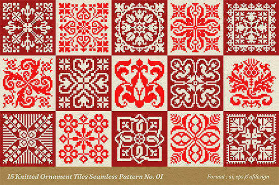 15 Knitted Ornament Tiles Seamless Pattern No. 01 577WX5E