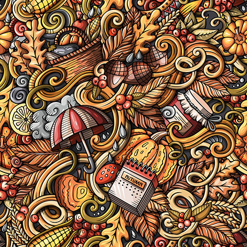 Autumn Doodle Cartoon Seamless Pattern ASNX9KP