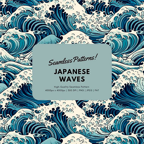 Japanese Waves Seamless Pattern HTRC62R