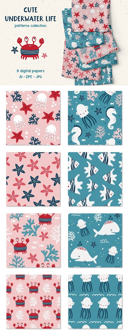 Cute Underwater Life - Patterns Collection SQHDMYT