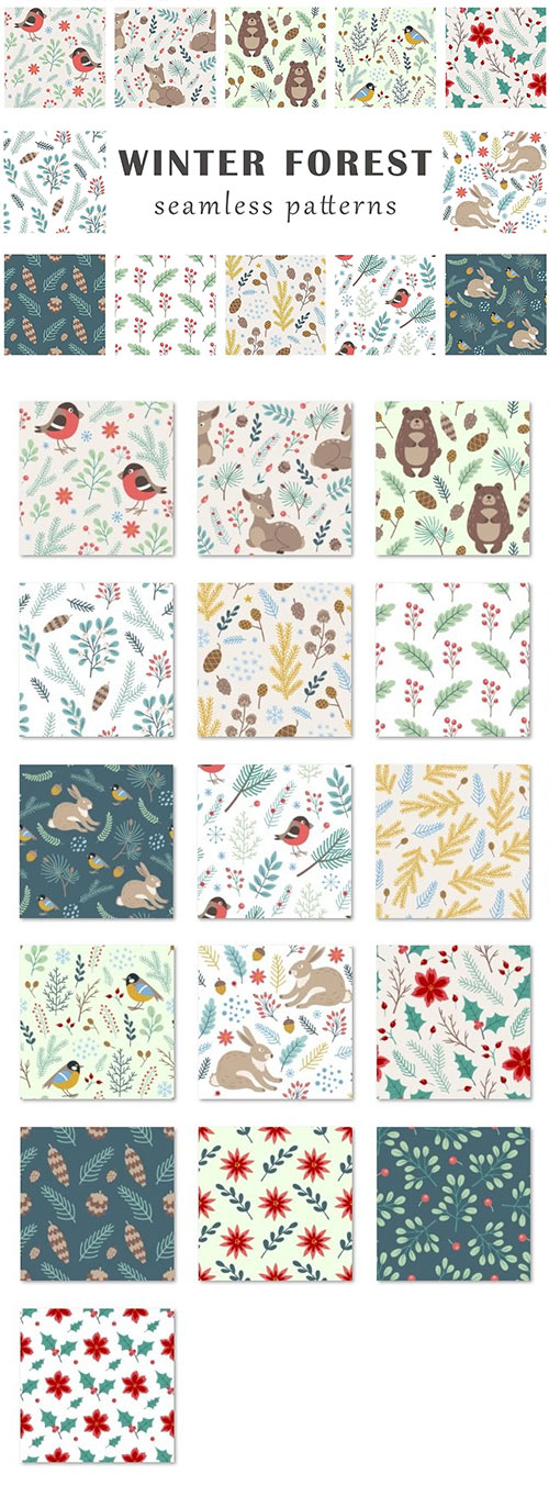 Winter Forest Seamless Patterns XL8HFNJ