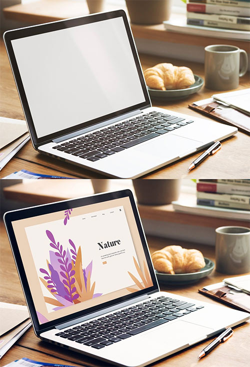 Laptop Mockup on Workspace 433133304