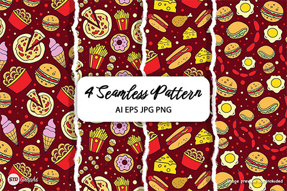 4 Fast Food - Pattern Background H9MXQ24