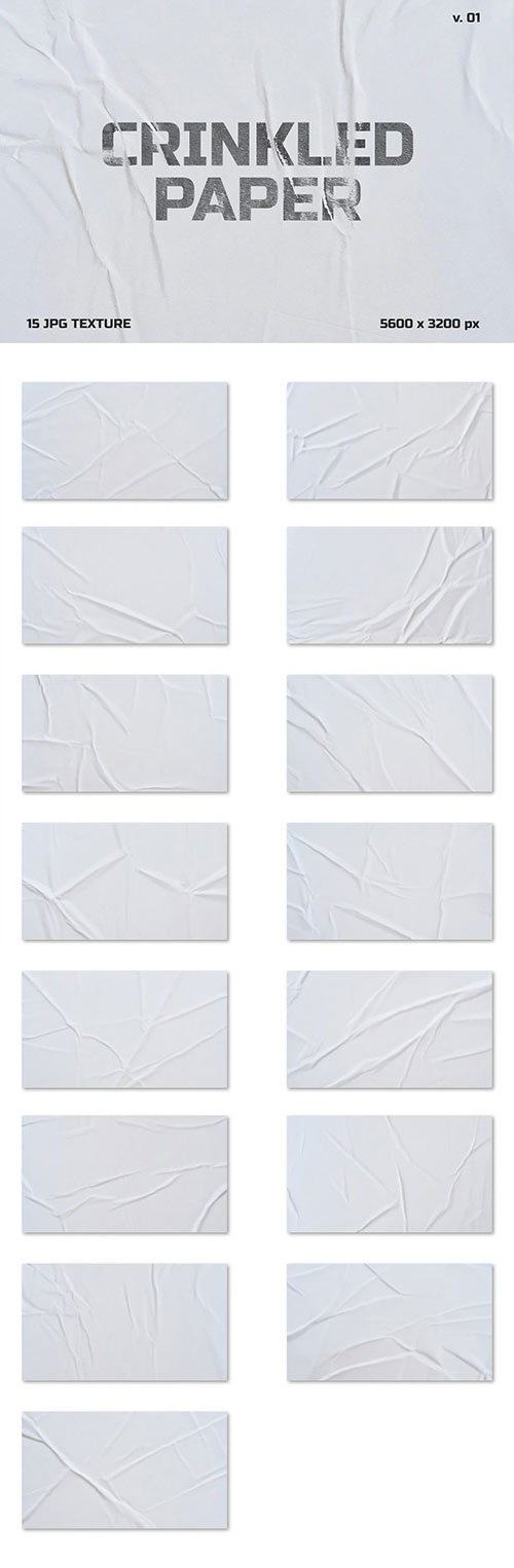 White Crinkled Paper Texture Background V. 01 FGTMAPP