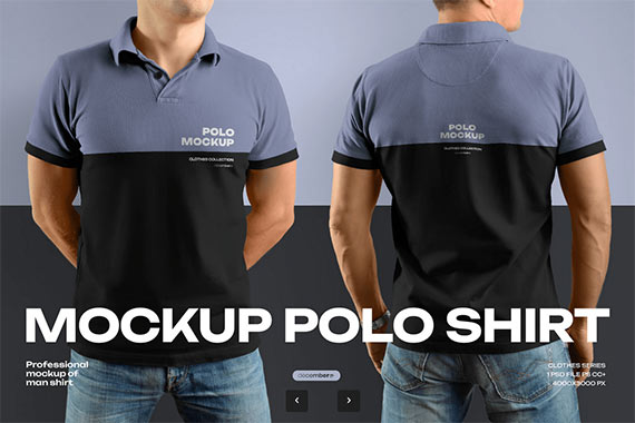 2 Mockups Polo Shirt Front and Back View GB4PZQN