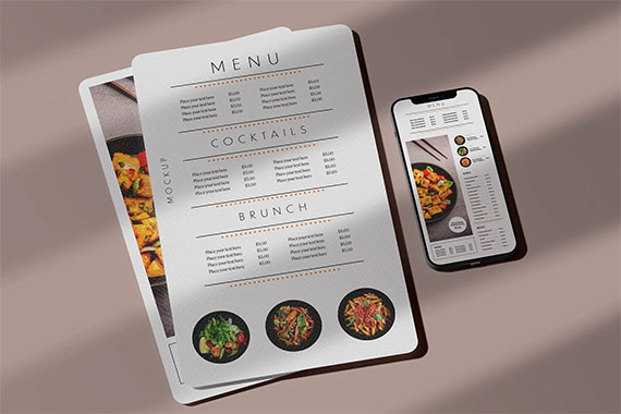 Restaurant Menu with Smartphone Mockup XH5YARK