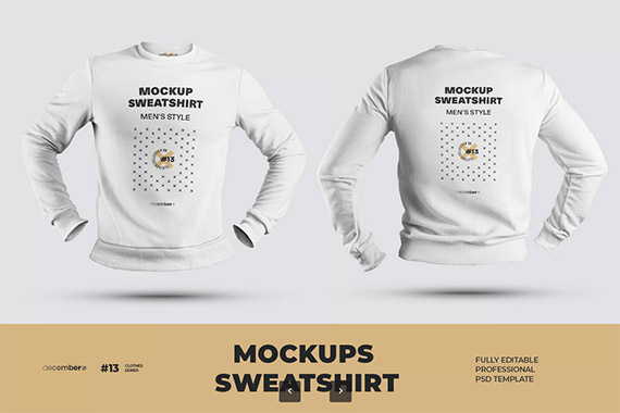 2 Mockups Mens Sweatshirt. Front and Back View A8W5W42