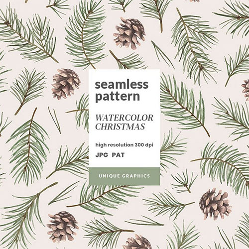 Watercolor Pinecones Seamless Pattern Q7EHC3T