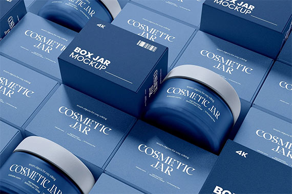 Jar Cosmetic With Box Mockup TQGC499