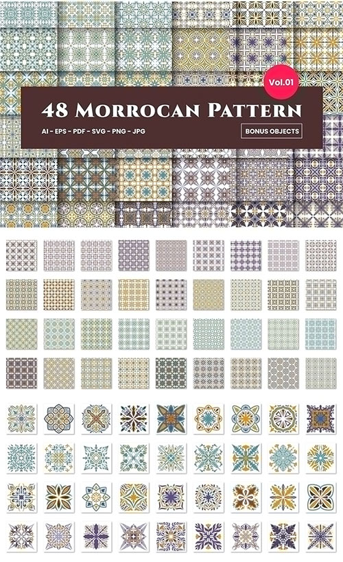 Morrocan Seamless Pattern Arabic Floral Decorative PCNSHS4