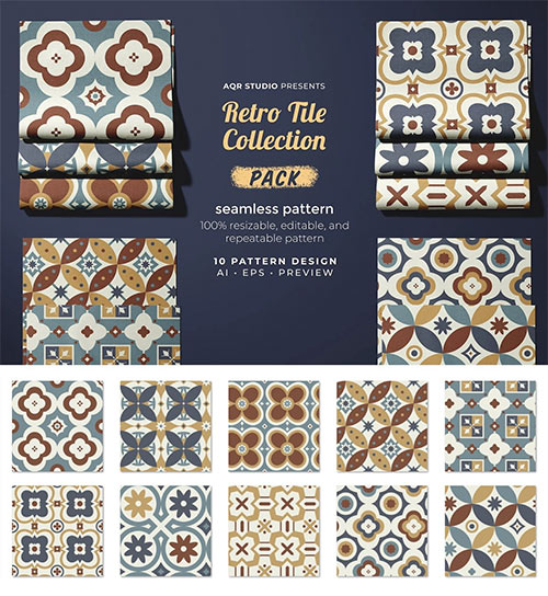 Retro Tile Collection - Seamless Pattern 5ZGJSJK