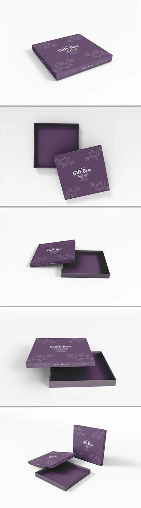 Flat Paper Gift Box Branding Mockup Set BNLFZUZ