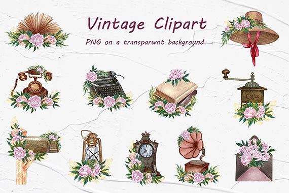 Floral Vintage Clipart KGCVPDK