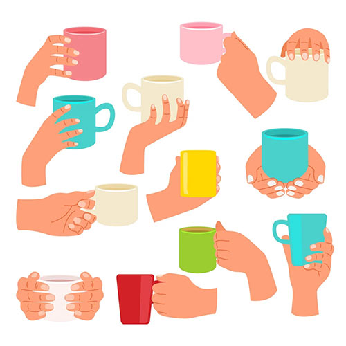 Human Hands Holding Mug Gesture Collection XJL3RSM