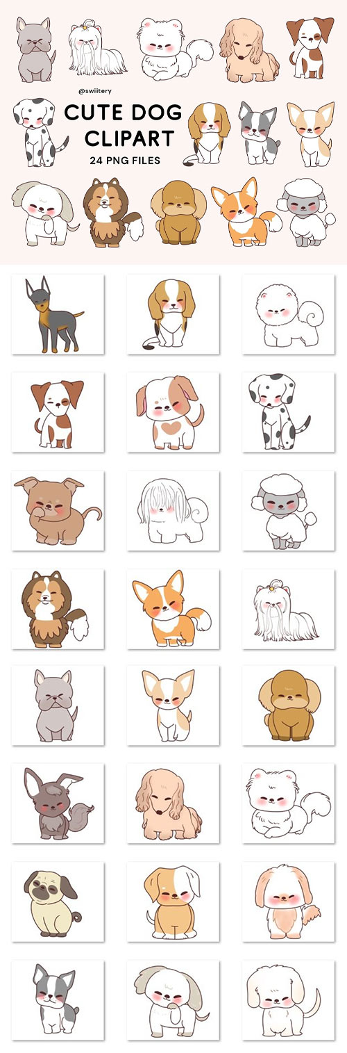 Dog Breed Animal Clipart Set - Swiitery RBVLPTR