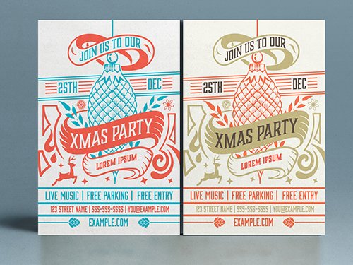 Christmas Event Poster Layout with Ornaments INDT