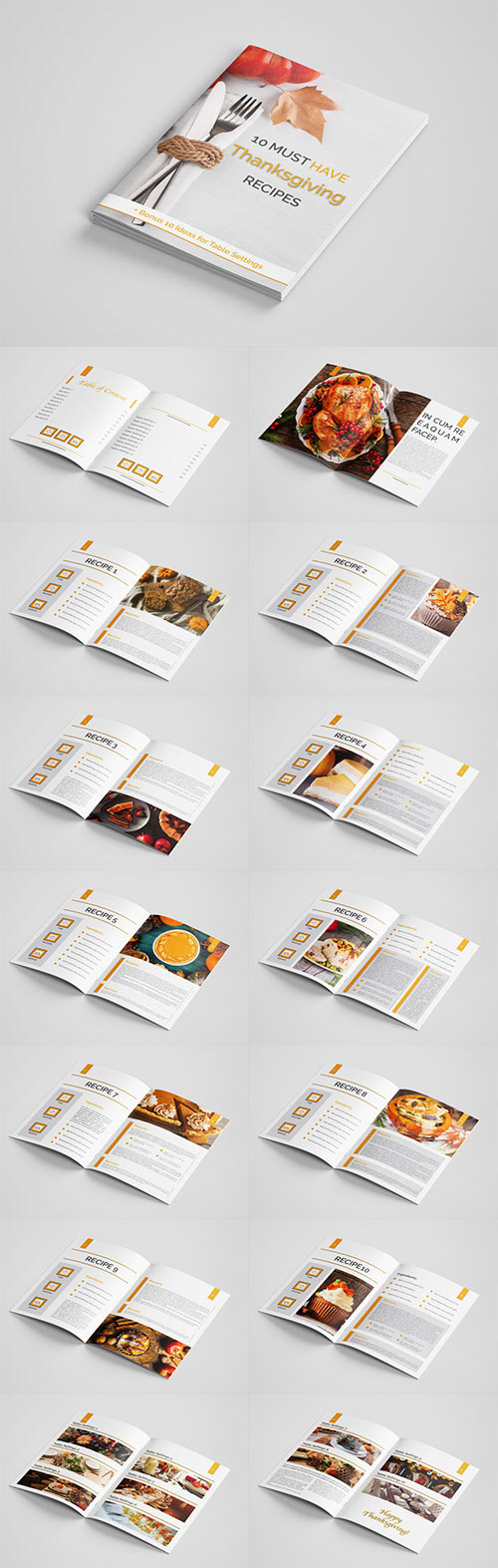 Thanksgiving Menu Layout with Orange Accents